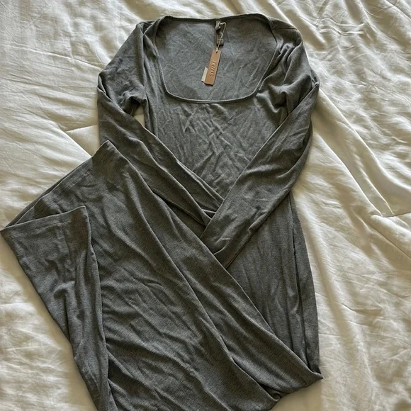 SKIMS | Dresses | Skims Long Sleeve Dress Heather Gray Nwt | Poshmark
